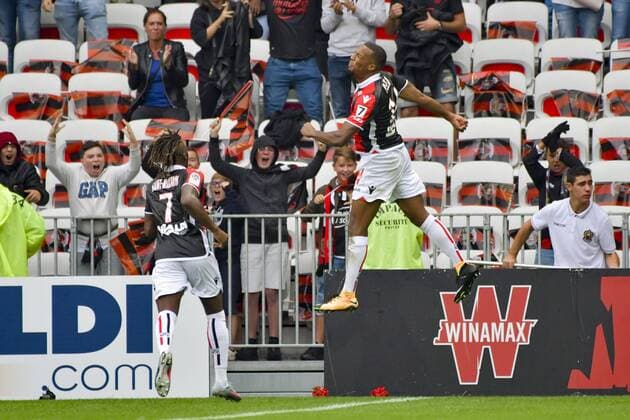 Joie OGC Nice - but Alasane Plea (OGC Nice) FOOTBALL : OGC Nice vs AS Monaco - Ligue 1 - Nice - 09 09 2017 NorbertScanella Panoramic 