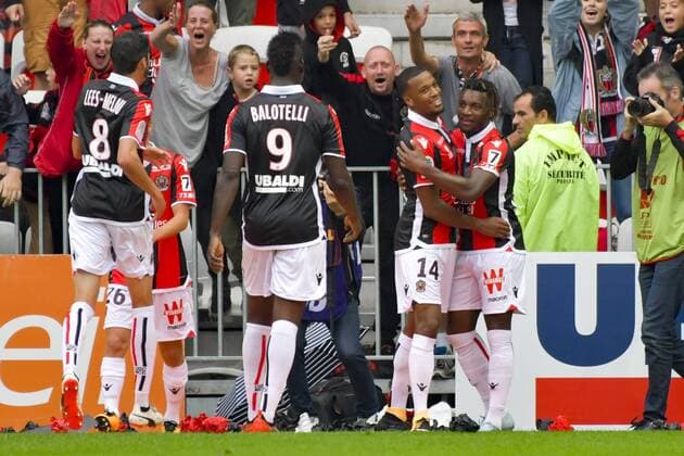 Joie OGC Nice - but Alasane Plea (OGC Nice) FOOTBALL : OGC Nice vs AS Monaco - Ligue 1 - Nice - 09 09 2017 NorbertScanella Panoramic 