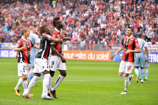 26 Vincent KOZIELLO (nice) - 09 Mario BALOTELLI (nice) - 08 Pierre LEES MELOU (nice) - 07 Allan SAINT MAXIMIN (nice) - JOIE FOOTBALL : Nice vs Monaco - Ligue 1 - 09 09 2017 FEP Panoramic 