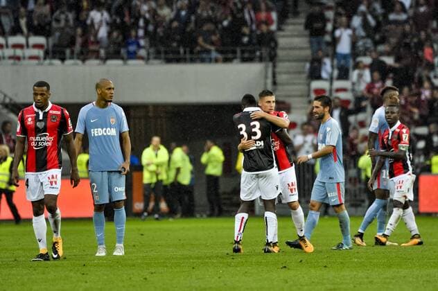 Fin de match - Joie Remy Walter (OGC Nice) - Kpene Ganago (OGC Nice) FOOTBALL : OGC Nice vs AS Monaco - Ligue 1 - Nice - 09 09 2017 NorbertScanella Panoramic 