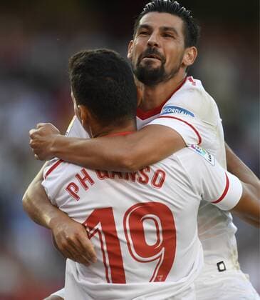 Nolito and Ganso goal celebration in party belonging to the Santander League, facing Sevilla FC vs Eibar CF, Sanchez Pizjuan Stadium, Sevilla, Andalucia, Spain, September 9, 2017, photo: Cristobal Duenas Cordon Press  xCristobalxDuenasx xx