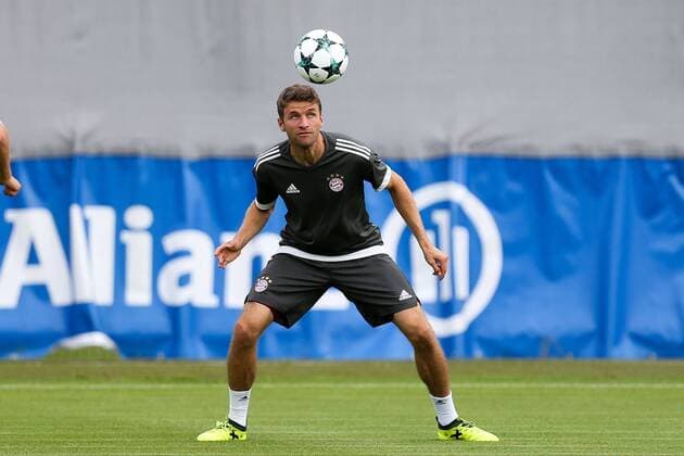 Thomas Mueller 25 (FC Bayern Muenchen) beim Kopfball, Training FC Bayern Muenchen, Fussball, Champions League, 11.09.2017 Muenchen Bayern Deutschland