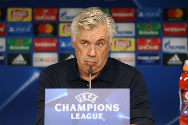 Chef-Trainer Carlo Ancelotti (FC Bayern Muenchen) bei der Pressekonferenz, Pressekonferenz FC Bayern Muenchen, Fussball, Champions League, 11.09.2017 Muenchen Bayern Deutschland