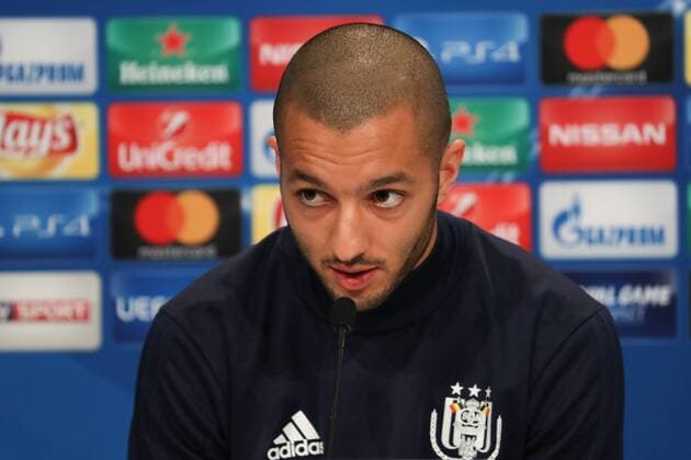 Anderlecht s Sofiane Hanni pictured during a press conference PK Pressekonferenz of Belgian soccer team RSC Anderlecht, Monday 11 September 2017 in Munich, Germany. Tomorrow Anderlecht is playing the first game in the group stage (Group B) of the UEFA Champions League competition against German club Bayern Munich. VIRGINIExLEFOUR  x05163051x