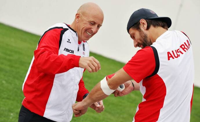 TENNIS - ITF, Davis Cup, AUT vs ROU WELS,AUSTRIA,11.SEP.17 - TENNIS - ITF, Davis Cup, Austria vs Romania, preview. Image shows Werner Farmer and Juergen Melzer (AUT). GEPAxpictures xMatthiasxHauer