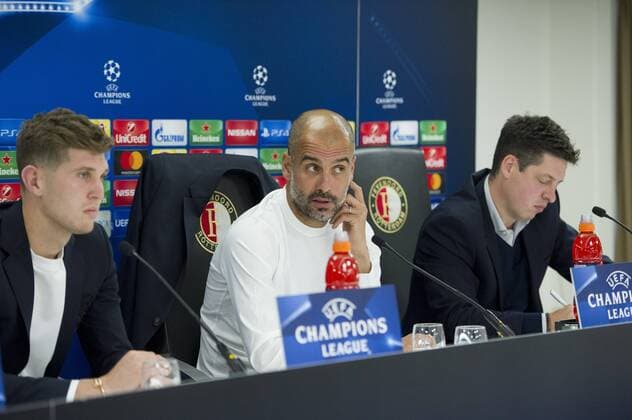 12-09-2017 VOETBAL: PERSCONFERENTIE MANCHESTER CITY: ROTTERDAM Josep Pep Guardiola Foto: SCS Michel Utrecht xVIxVIxImagesx xSoenarxChamidxsportfotografiexIVx 8725434