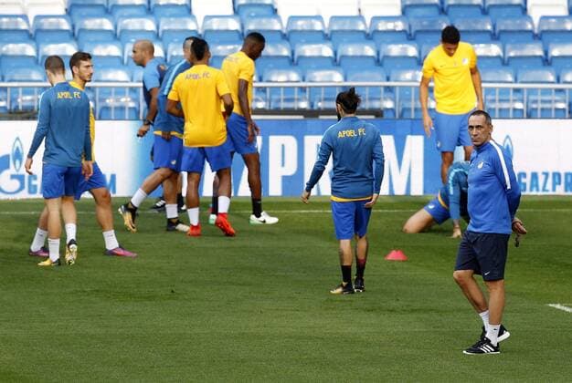 Apoel FC s players participate in a trainign session at the Santiago Bernabeu stadium in Madrid, Spain, 12 September 2017. Apoel FC will face Real Madrid tomorrow for the first round of the UEFA Champions League. Apoel FC s training session !ACHTUNG: NUR REDAKTIONELLE NUTZUNG!  Copyright: xJavierxLopezx MAD003 20170912-636408451306841938