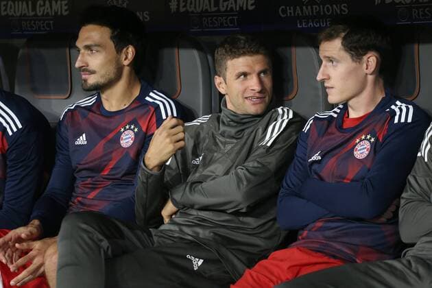 Mats Hummels (FC Bayern Muenchen 5) Thomas Mueller (FC Bayern Muenchen 25) Sebastian Rudy (FC Bayern Muenchen 19) außer bank, FC Bayern Muenchen vs. RSC Anderlecht, Champions League, Fussball, 12.09.2017, Fussball, 12.09.2017, Muenchen Copyright: xLanger Eibner-Pressefotox EP_HLR