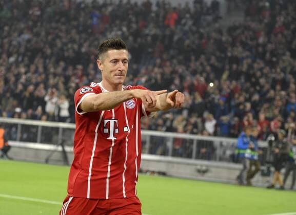 12.09.2017, Fussball Championsleague 2017 2018, FC Bayern München - RSC Anderlecht, in der Allianz-Arena München. Torjubel Robert Lewandowski (FC Bayern München).