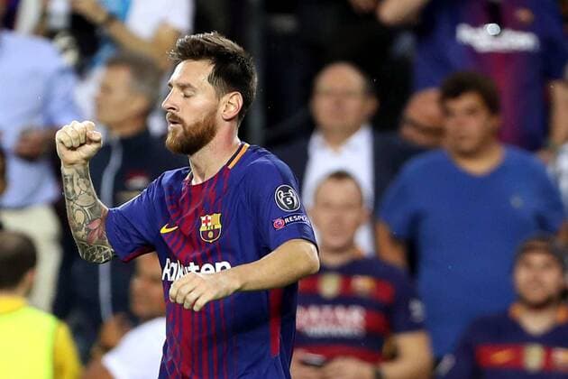 Bilder des Tages - SPORT FC Barcelona Barca s Argentinian striker Lionel Messi (R) jubilates the first goal against Juventus during the UEFA Champions League match between FC Barcelona and Juventus FC in Barcelona, Catalonia, Spain, 12 September 2017. FC BARCELONA VS. JUVENTUS FC !ACHTUNG: NUR REDAKTIONELLE NUTZUNG!  Copyright: xTonixAlbirx BCN027 20170912-636408507979670320