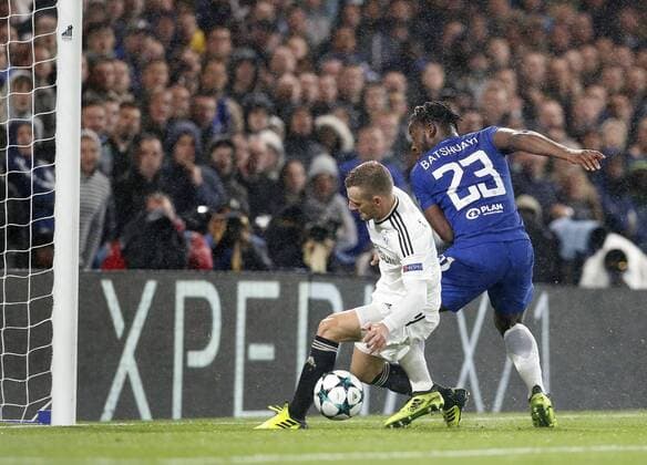 Chelsea s Michy Batsuayi scoring his sides sixth goal during the champions league match at Stamford Bridge Stadium, London. Picture date 12th September 2017. Picture credit should read: David Klein Sportimage EDITORIAL USE ONLY. No use with unauthorised audio, video, data, fixture lists, club league logos or live services. Online in-match use limited to 120 images, no video emulation. No use in betting, games or single club league player publications.
