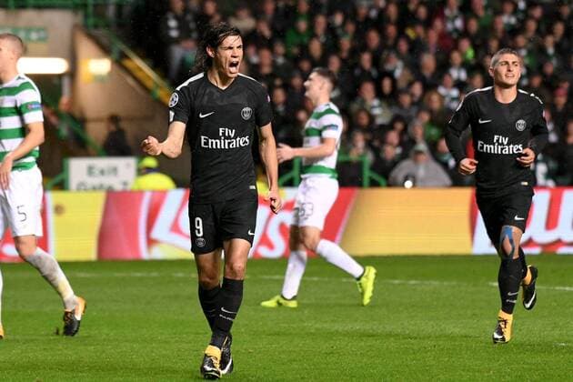 Bilder des Tages - SPORT 09 EDINSON CAVANI (psg) - 06 MARCO VERRATTI (psg) - JOIE FOOTBALL : Celtic Glasgow vs Paris SG - Ligue des Champions - 12 09 2017 AnthonyBIBARD FEP Panoramic 