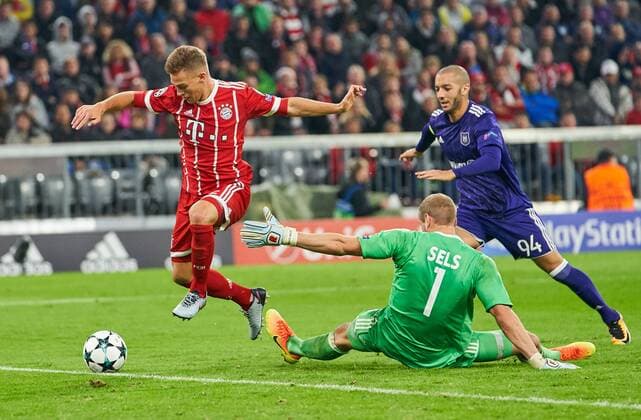 Bilder des Tages - SPORT f Joshua KIMMICH, FCB 32 Torschuss, schiesst das Tor zum 3-0 FC BAYERN MUENCHEN - RSC ANDERLECHT Gruppenphase Hinspiel, Fussball UEFA Champions League, Muenchen, 12.09.2017 CL Saison 2017 2018