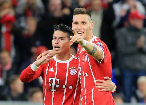 20170912, CL. FCB vs RSC Anderlecht, Champions League, Allianz Arena Muenchen, Fussball, im Bild: James Rodriguez (FCB) und Niklas Suele (FCB)