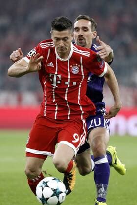 LEWANDOWSKI Robert Team FC Bayern Muenchen Mit KUMS Sven Champions League Gruppe B Saison 2017-2018 Spiel FC Bayern Muenchen-RSC Anderlecht Am 12. September 2017 in der Allianz Arena in Muenchen