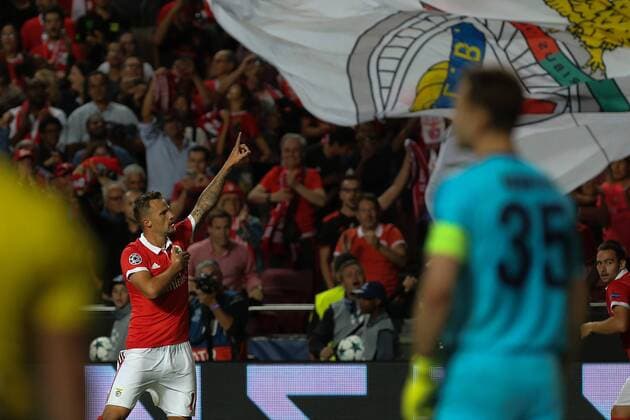 September 12, 2017 - Lisbon, Lisbon, Portugal - Benficas forward Haris Seferovic from Switzerland celebrating after scoring a goal during the SL Benfica v CSKA Moskva - UEFA Champions League round one match at Estadio da Luz on September 12, 2017 in Lisbon, Portugal. SL Benfica v CSKA Moskva - UEFA Champions League  - ZUMAn230 20170912_zaa_n230_314 Copyright: xDpix