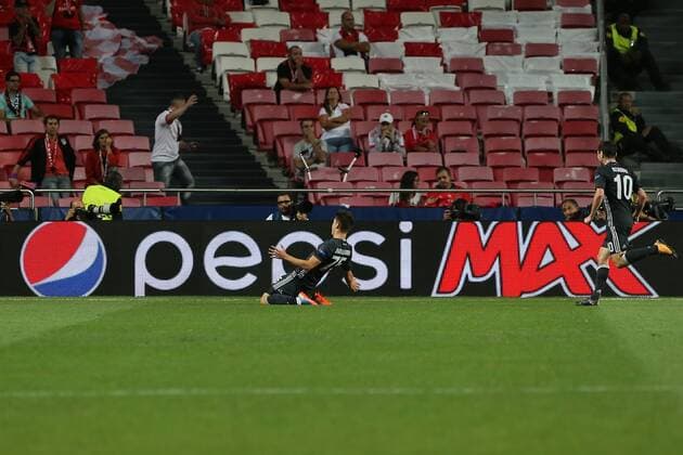 September 12, 2017 - Lisbon, Lisbon, Portugal - CSKA Moskvas forward Timur Zhamaletdinov from Russia celebrating after scoring a goal during the SL Benfica v CSKA Moskva - UEFA Champions League round one match at Estadio da Luz on September 12, 2017 in Lisbon, Portugal. SL Benfica v CSKA Moskva - UEFA Champions League  - ZUMAn230 20170912_zaa_n230_302 Copyright: xDpix