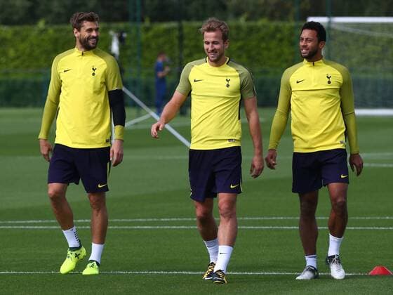 September 12, 2017 - Enfield, Greater London, United Kingdom - L-R Tottenham Hotspur s Fernando Llorente, Tottenham Hotspur s Harry Kane and Tottenham Hotspur s Mousa Dembele.during a Tottenham Hotspur training session ahead of the UEFA Champions League Group H match against Borussia Dortmund at Tottenham Hotspur Training centre on 12 Sept , 2017 in Enfield, England. Tottenham Hotspur Training Session  - ZUMAn230 20170912_zaa_n230_445 Copyright: xKieranxGalvinx
