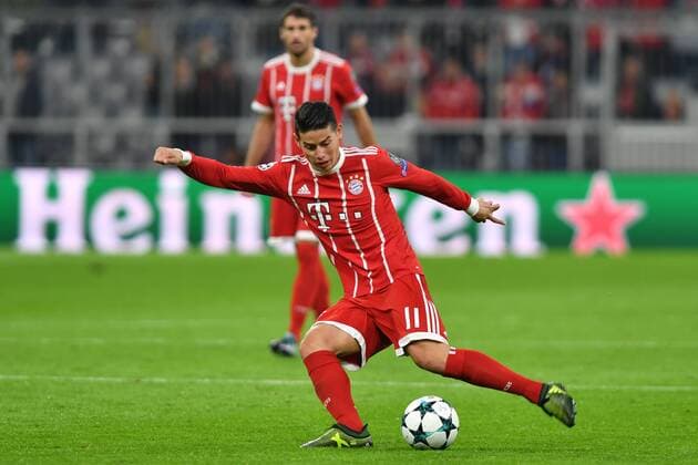 James RODRIGUEZ (Bayern Muenchen), Aktion,Einzelaktion,Einzelbild, Freisteller,Ganzkoerperaufnahme,ganze Figur. FC Bayern Muenchen-RSC Anderlecht 3-0. Fussball Champions League,Gruppenphase, am 12.09.2017. A L L I A N Z A R E N A.