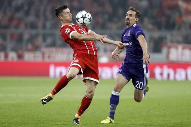 LEWANDOWSKI Robert Team FC Bayern Muenchen Mit KUMS Sven Champions League Gruppe B Saison 2017-2018 Spiel FC Bayern Muenchen-RSC Anderlecht Am 12. September 2017 in der Allianz Arena in Muenchen