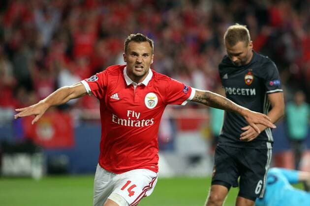 September 12, 2017 - Lisbon, Portugal - Benfica s Suisse forward Haris Seferovic celebrates after scoring a goal during UEFA Champions League football match SL Benfica vs CSKA Moscow at the Luz stadium in Lisbon, Portugal on September 12, 2017. Photo: UEFA Soccer 2017: Benfica vs CSKA Moscow - ZUMAf123 20170912_zap_f123_014 Copyright: xPedroxFiuzax