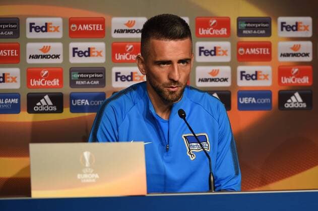 Fussball, Herren, 2017 18, UEFA EuroLeague, Hertha BSC, Pressekonferenz, Vedad Ibisevic (Nr. 19, Hertha BSC), 13.09.17, Copyright: xMichaelxHundtx xMatthiasxKochx