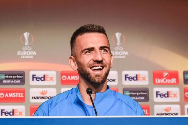 Bilder des Tages - SPORT Fussball, Herren, 2017 18, UEFA EuroLeague, Hertha BSC, Pressekonferenz, Vedad Ibisevic (Nr. 19, Hertha BSC), 13.09.17, Copyright: xMichaelxHundtx xMatthiasxKochx