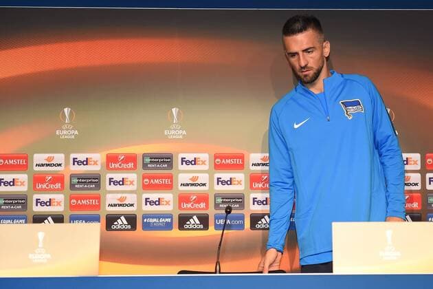 Fussball, Herren, 2017 18, UEFA EuroLeague, Hertha BSC, Pressekonferenz, Vedad Ibisevic (Nr. 19, Hertha BSC), 13.09.17, Copyright: xMichaelxHundtx xMatthiasxKochx