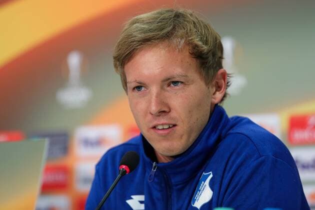 Julian Nagelsmann (Trainer, Cheftrainer, Hoffenheim), Einzelbild, Aktion, Action, bei der Pressekonferenz am Vortag des Spiels, Abschlusspressekonferenz, PK, press conference PK Pressekonferenz Pressetermin, Medientermin, Fussball, UEFA Europa League, MD-1, TSG 1899 Hoffenheim - SC Braga,