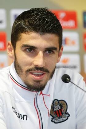 Nice Pierre Lees-Melou pictured during a press conference PK Pressekonferenz of French soccer club OGC Nice, Wednesday 13 September 2017 in Waregem. Tomorrow Nice is playing Belgian team SV Zulte Waregem on the first day of the group stage (Group K) of the Europa League tournament. BRUNOxFAHY  x05164068x