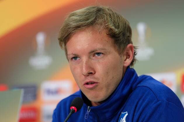 Bilder des Tages - SPORT Julian Nagelsmann (Trainer, Cheftrainer, Hoffenheim), Porträt, Portrait, Einzelbild, Aktion, Action, bei der Pressekonferenz am Vortag des Spiels, Abschlusspressekonferenz, PK, press conference PK Pressekonferenz Pressetermin, Medientermin, Fussball, UEFA Europa League, MD-1, TSG 1899 Hoffenheim - SC Braga,