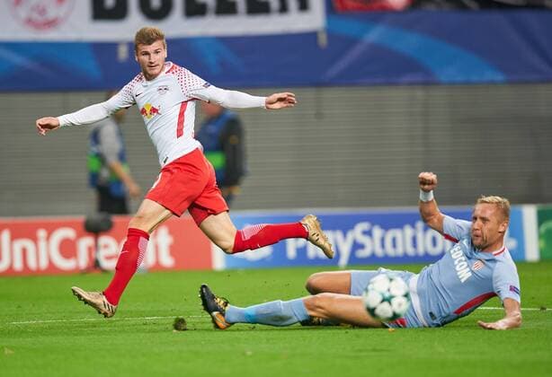 r Timo WERNER, RB Leipzig 11 Zweikampf , Aktion um den Ball gegen Kamil GLIK RB LEIPZIG - AS MONACO Gruppenphase Hinspiel, Fussball UEFA Champions League, Leipzig, 13.09.2017 CL Saison 2017 2018