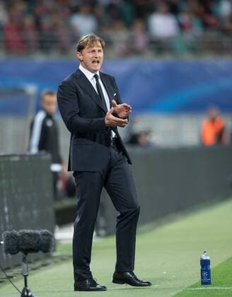 Cheftrainer Ralph Hasenhuettl (L) Fussball international: UEFA Championsleague, Saison 2017 2018, Gruppenspiel: RB Leipzig - AS Monaco FC in Leipzig, Deutschland am 13.09.2017,