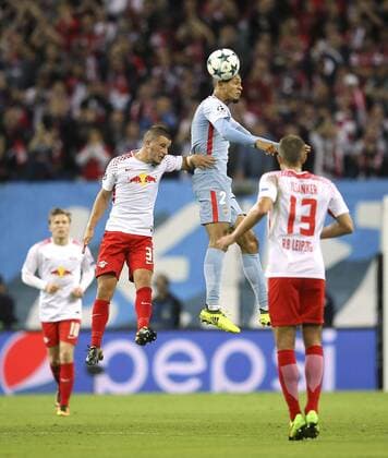 Foto: Fabinho ( Monaco ) gegen Diego Demme , links Fussball - Championsleague am Mi. 13.09.2017 Gruppenspiel BRB Leipzig - AS Monaco