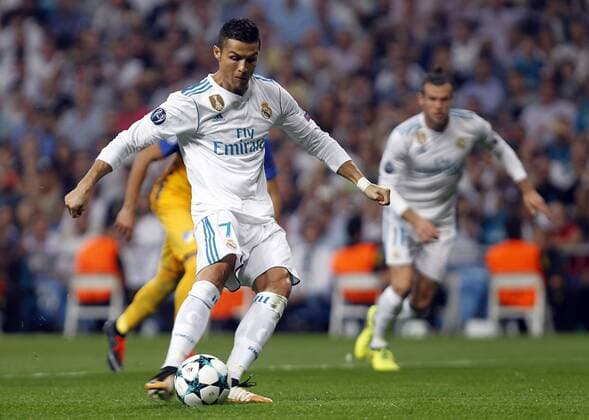 Soccer match between Real Madrid and Apoel of Champions League 2017 2018, held at the Santiago Bernabeu stadium, in Madrid. (Photo: J. Luis Cuesta 261 Cordon Press). Cristiano Ronaldo score of penalty.  xJosexLuisxCuestax xx