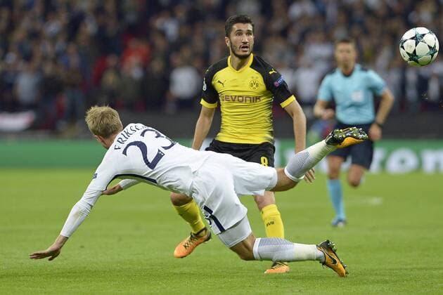 London, England 13.09.2017, UEFA Champions League - 2017 18 Season, Group H - Matchday 1, Tottenham Hotspur- Borussia Dortmund, von links: Christian Eriksen ( Tottenham ), Nuri Sahin ( Dortmund ) ( DeFodi521