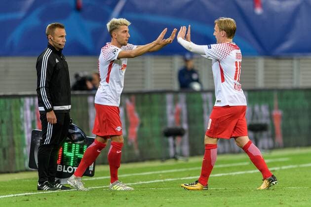 Wechsel zwischen Kevin Kampl (RB Leipzig 44) und Emil Forsberg (RB Leipzig 10) beim Championsleague Spiel zwischen RB Leipzig und AS Monaco am 13.09.2017, Leipzig Copyright: xSchueler Eibner-Pressefotox EP_JSE