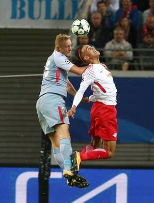 Jemerson, Yussuf Yurary Poulsen Aktion Spielszene Zweikampf Fußball Fussball UEFA CL Championsleague Herren Saison 2017 2018 13.09.2017 RB Leipzig RBL vs. AS Monaco
