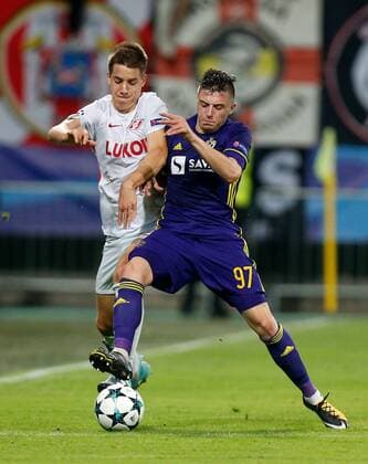SOCCER - CL, Maribor vs Spartak MARIBOR,SLOVENIA,13.SEP.17 - UEFA Champions League, group stage, NK Maribor vs FK Spartak Moscow. Image shows Mario Pasalic (Spartak) and Martin Kramaric (Maribor). GEPAxpictures xDavidxRodriguez