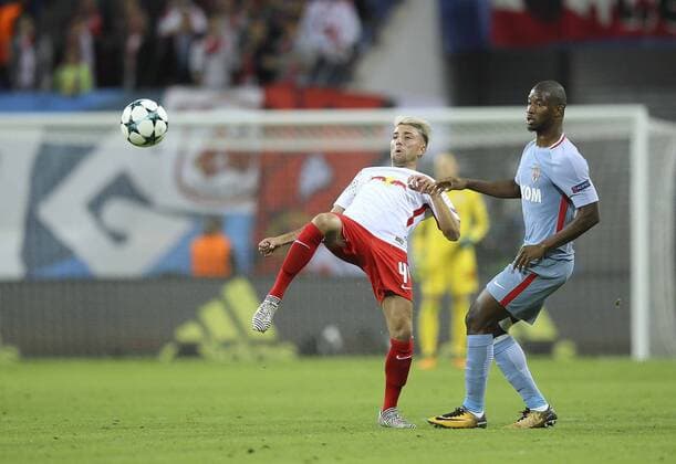 Foto: Youri Tielemans ( Monaco ) gegen Kevin Kampl Fussball - Championsleague am Mi. 13.09.2017 Gruppenspiel BRB Leipzig - AS Monaco 1 - 1
