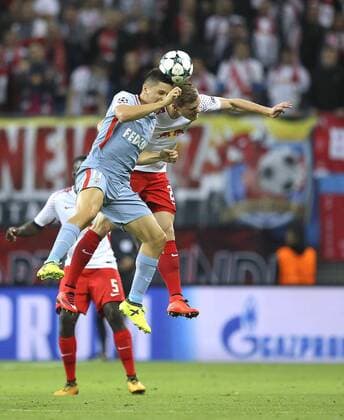 Foto: Guido Carillo ( Monaco ) gegen Marcel Halstenberg Fussball - Championsleague am Mi. 13.09.2017 Gruppenspiel BRB Leipzig - AS Monaco 1 - 1