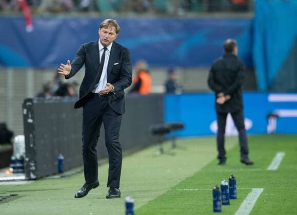 Cheftrainer Ralph Hasenhuettl (L) Fussball international: UEFA Championsleague, Saison 2017 2018, Gruppenspiel: RB Leipzig - AS Monaco FC in Leipzig, Deutschland am 13.09.2017,