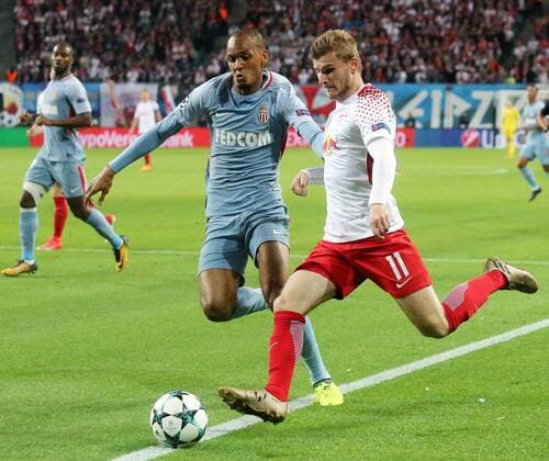 Leipzig, Germany 13.09.2017, UEFA Champions League - 2017 18 Season, Group G - Matchday 1, RB Leipzig - AS Monaco, Fabinho ( AS Monaco ) Timo Werner (RB) ( DeFodi518