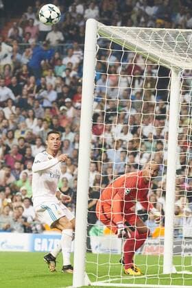 September 13, 2017 - Madrid, Spain - Cristiano Ronaldo (forward; Real Madrid), Boy Waterman (goalkeeper; Apoel FC) in action during the UEFA Champions League match between Real Madrid and Apoel FC at Santiago Bernabeu on September 13, 2017 in Madrid Real Madrid vs Apoel FC UEFA Champions League  - ZUMAg15_ 20170913_zaf_g15_064 Copyright: xJackxAbuinx