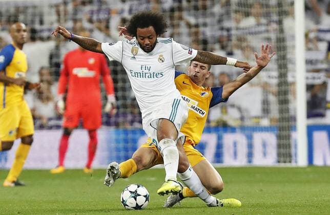 Partido de la Champions League disputado entre Real Madrid y Apoel. En la imagen, Marcelo. Champions League match played between Real Madrid and Apoel. In this picture, Marcelo. 