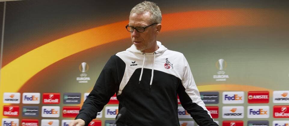 1. FC Köln Europapokal EuropaLeague Pressekonferenz London England Datum: 13.09.2017 Trainer Peter Stöger (1. FC Köln)
