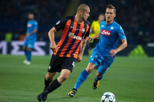 Player Yaroslav Rakytskyi (FC Shakhtar) and player Arkadiusz Milik (S.S.C. Napoli) Donetsk  Copyright: ChumachenkoxAlexey 508965