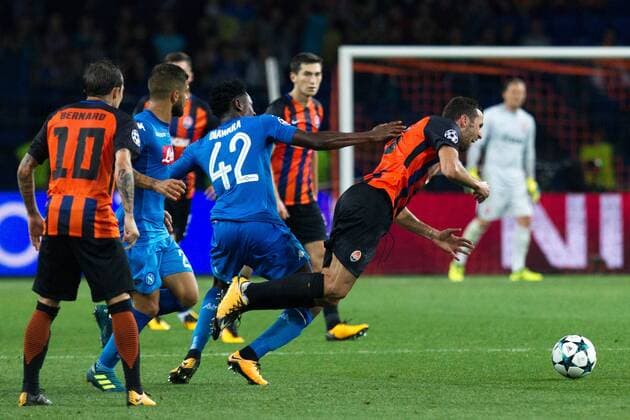 Players Darijo Srna and Bernard (FC Shakhtar) and player Amadou Diawara (S.S.C. Napoli) Donetsk  Copyright: ChumachenkoxAlexey 508985