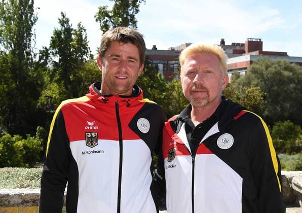 2017 Davis Cup Worldgroup Playoffs Portugal Germany Lissabon,Portugal German Team from Left: ,Capitain Michael Kohlmann und Boris Becker( Head of Men s Tennis DTB)