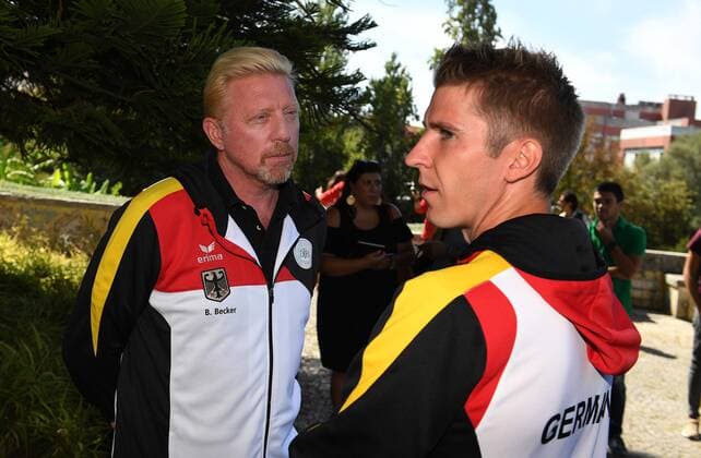2017 Davis Cup Worldgroup Playoffs Portugal Germany Lissabon,Portugal Cedrik-Marcel Stebe,Boris Becker (Head of Mens Tennis DTB)